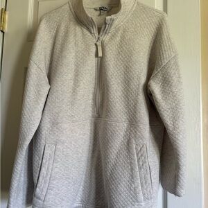 Eddie Bauer Women’s XL Half-Zip Quilted Sweater Pullover - Light Beige